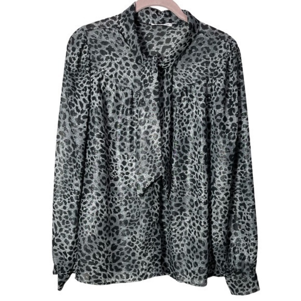 Olivia Graye animal print Women’s Blouse Top Size S Gray/Black